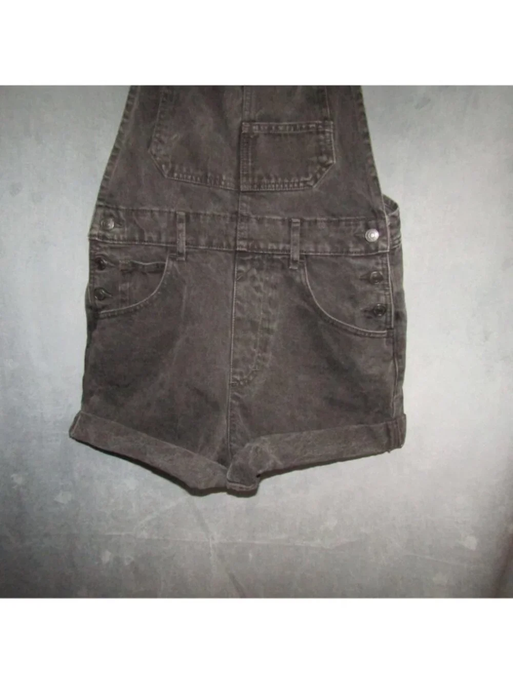 Free People We The Free Ziggy Shortall Denim Overalls Shorts Black Size S Boho